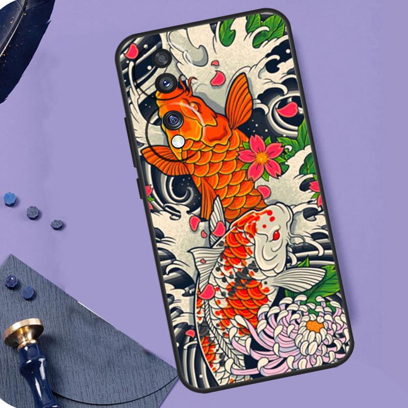Татуировка Японский Карп Дракон Волна Для Honor X8a X9a X6a X7a X6 X7 X8 X9 X8b X9b Honor Magic 6 Pro 50 70 90 Magic 5 Lite Чехол