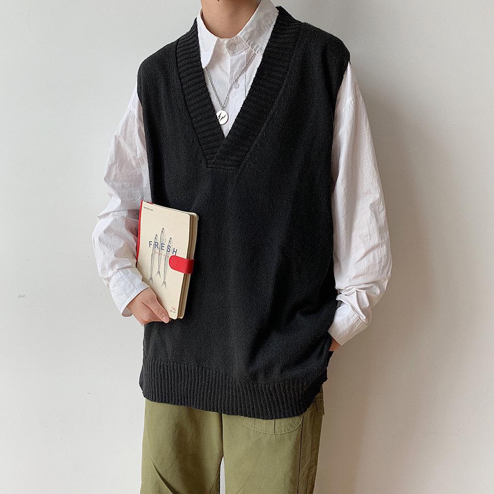 Осенний мужской повседневный жилет, модный жилет без рукавов, свободный вязаный жилет