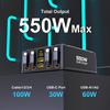 7-в-1 Зарядная станция 550 Вт с выдвижным USB C кабелем 100 Вт Быстрое зарядное устройство GaN для MacBook Pro iPhone 17 Samsung Ноутбука Планшета