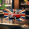 Металлическая табличка Mini-Cooper - Алюминиевое настенное искусство с дизайном Юнион Джек, Красный автомобиль и "MINI-COOPER", Идеально для дома, бара, гаража, права