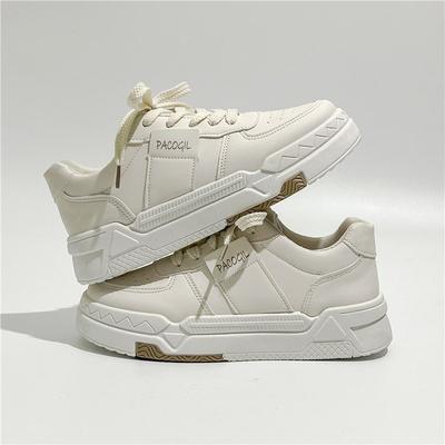 Весенние новые кожаные кроссовки на платформе, женские повседневные спортивные туфли-лодочки с круглым носком, простые белые женские туфли