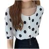 Blouse Women's Fashion Casual Short Sleeve Polka Dot O-n