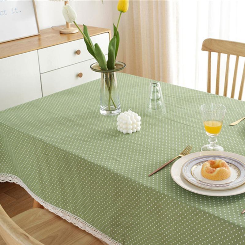 Скатерть в горошек, хлопковая клетчатая скатерть, кружевная кисточка, прямоугольная ткань для обеденного стола, пылезащитный чехол