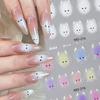 Милые наклейки для ногтей с белым котом, наклейки 5D, котенок, чернила, цветущие цветы, украшения для ногтей, кавайные наклейки для мультфильмов, летний маникюр