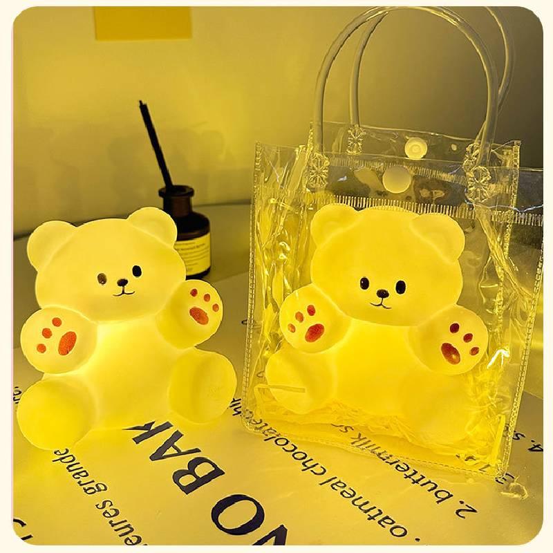Cartoon Footprint Teddy Night Light Decorative Bedside Lamp Atmosphere Light Girl's Bedroom Decoration Gift