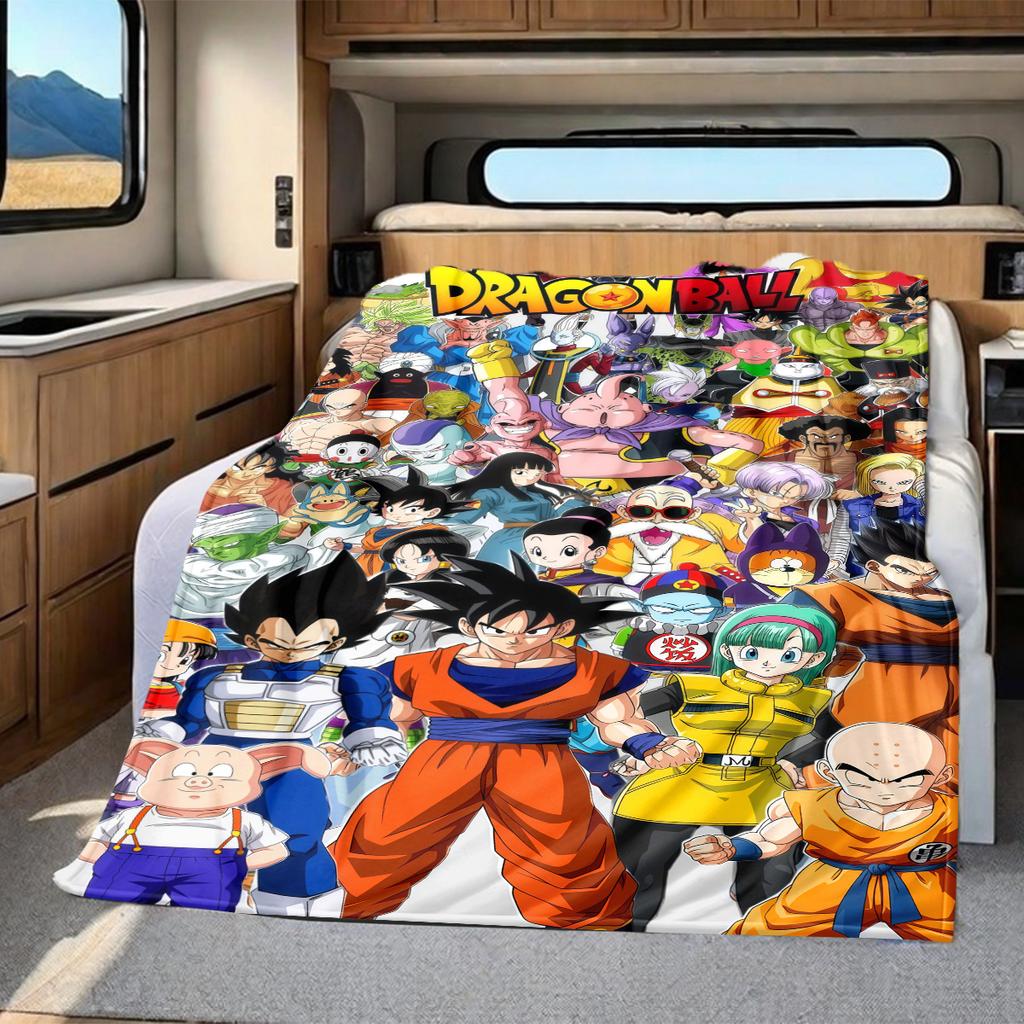1 шт. Фланелевое одеяло с принтом Dragon Ball Super, Высокое качество, Для всех сезонов, Декор для дома, Тепло и уют, Идеально для рождественских подарков