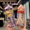 2 Liter Water Bottle with Straw Portable Large Capacity Bottles Outdoor Sport Cold Water Bottles with Time Marker Drinkware