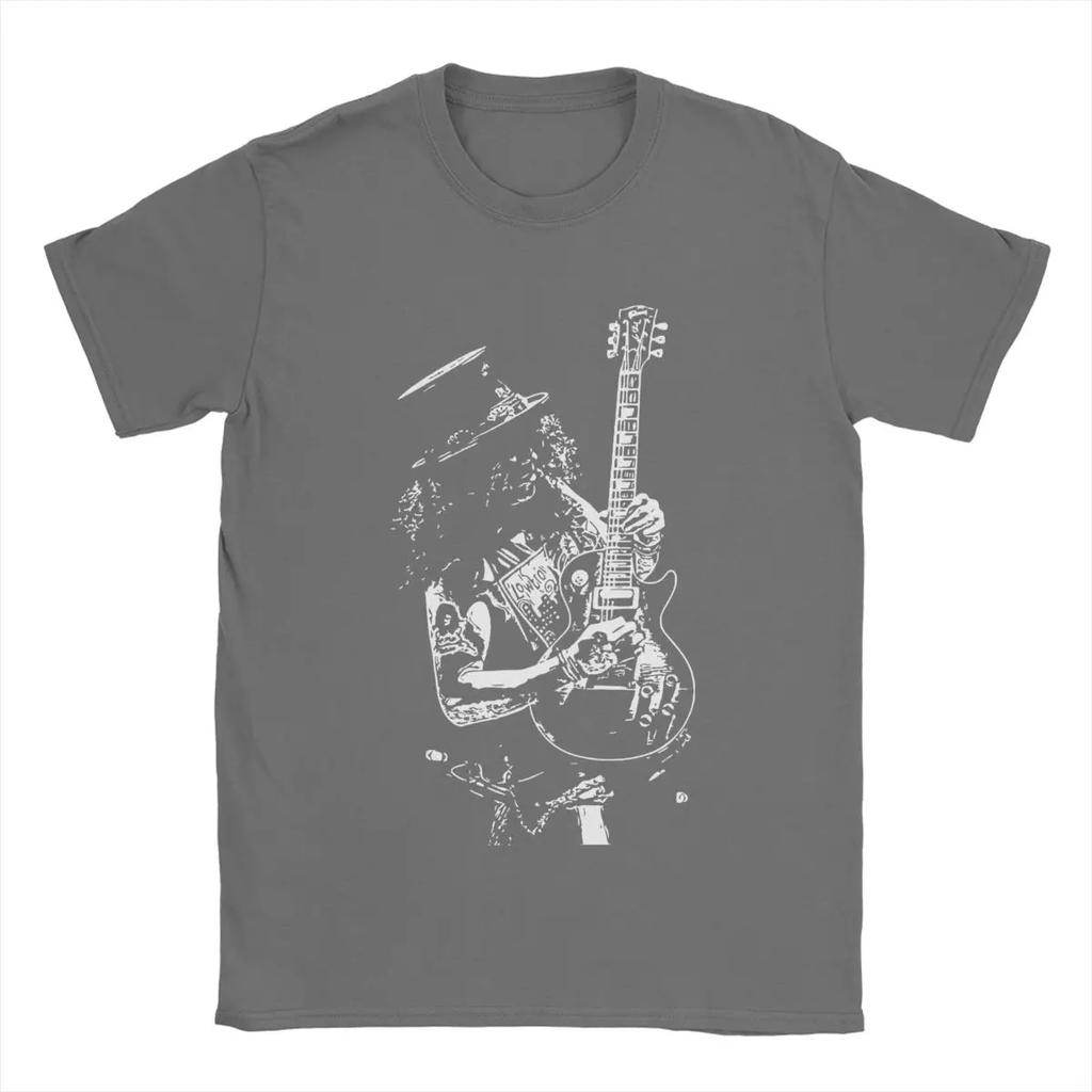 Мужская футболка Slash Guitar Guns N Roses, футболка для отдыха с коротким рукавом и круглым вырезом, одежда больших размеров из чистого хлопка