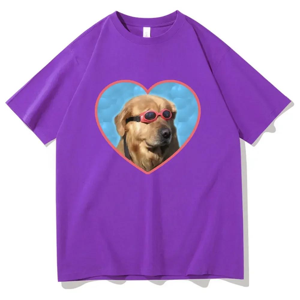 Doggo Golden Retriever Love Sunglasses Print Tshirt Swimmer Dog Graphic Tshirts Funny Unisex Wounisex Fashion Casual T Shirt Unisex