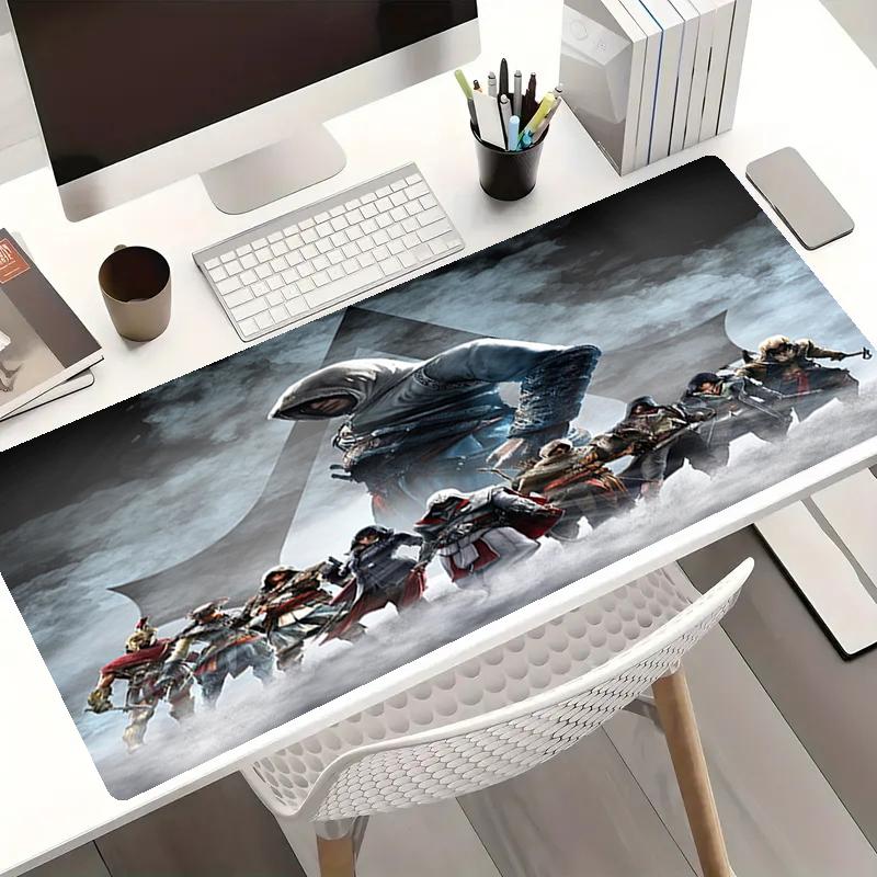 Коврик для мыши в стиле Assassin's Creed, Нескользящая резиновая основа, Многофункциональный декор для офиса и дома, Идеально подходит для персонализации рабочего места.