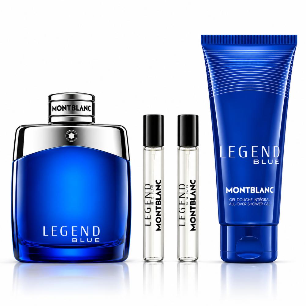 Montblanc - Coffret Legend Blue - Eau de Parfum 100 ml + Eau de Parfum 7,5 ml × 2 + Gel Douche 100 ml -