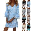 Женское модное темпераментное элегантное платье с v-образным вырезом и рукавами 3/4 со свежим принтом