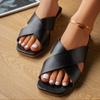 Fashion Women's Slippers 2025 New Fashion Summer Non-smooth Flat Sandals Cross Belt Roman Flip Flops Women's Shoes Zapatos De Mujer