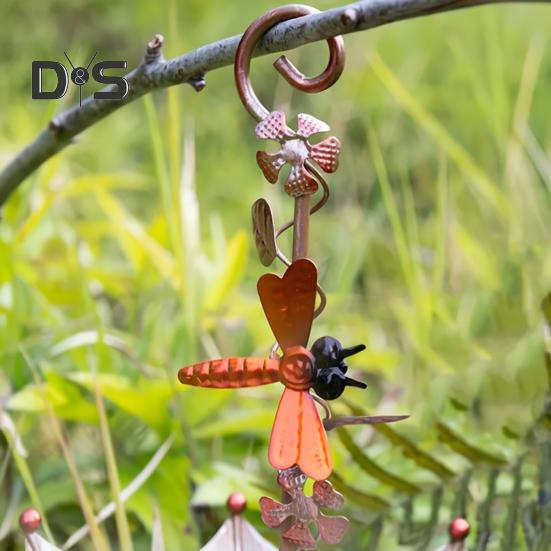 Hanging Birds Feeder for Outdoors Umbrella Shaped Birds Feeder Tray with Dragonfly/Butterfly/Honeybee Metal Wild Birds Bath for Garden Backyard Decor