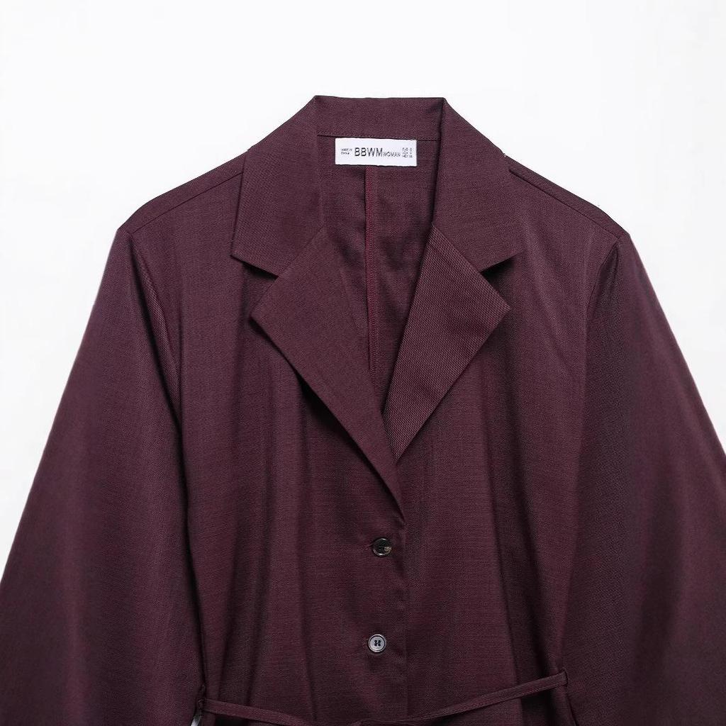 2025 Весенний женский комплект рубашка с длинным рукавом на завязках на талии и плиссированные брюки