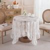 Romantic Rustic Lace Hollow Yarn Ruffle Tablecloth Dessert Table Wedding Decoration Coffee Table Linen
