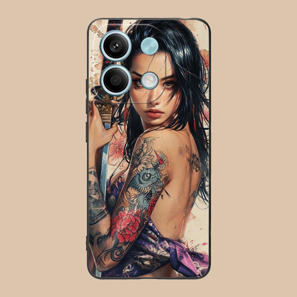 Fashion Tattoo Girl Mobile Phone Case for Xiaomi 15 14 13 12 Mi 11 T Ultra Lite Pro S X 5G Colorful Printing Cover Cover Pretty