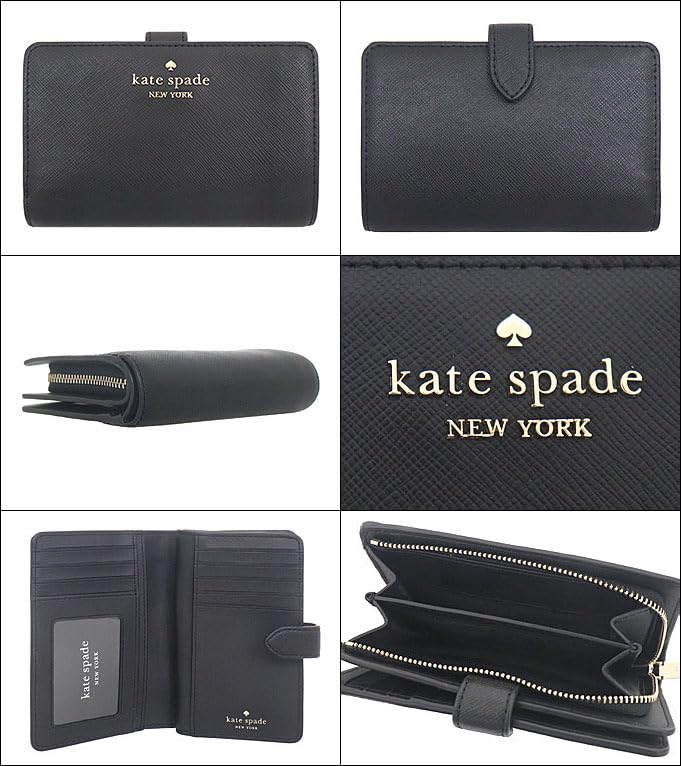 Кошелек Kate Spade KC580 Черный Кожа Saffiano Madison Средний Компактный Двустворчатый Кошелек [Kate Spade] (Кошелек Bifold) Женская [Товар Outlet] [Бренд] [Товар]