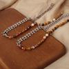 Ожерелье из бусин из натурального камня для женщин, ручной работы, из бисера, соединенное цепочкой из нержавеющей стали, массивное ожерелье, женские украшения