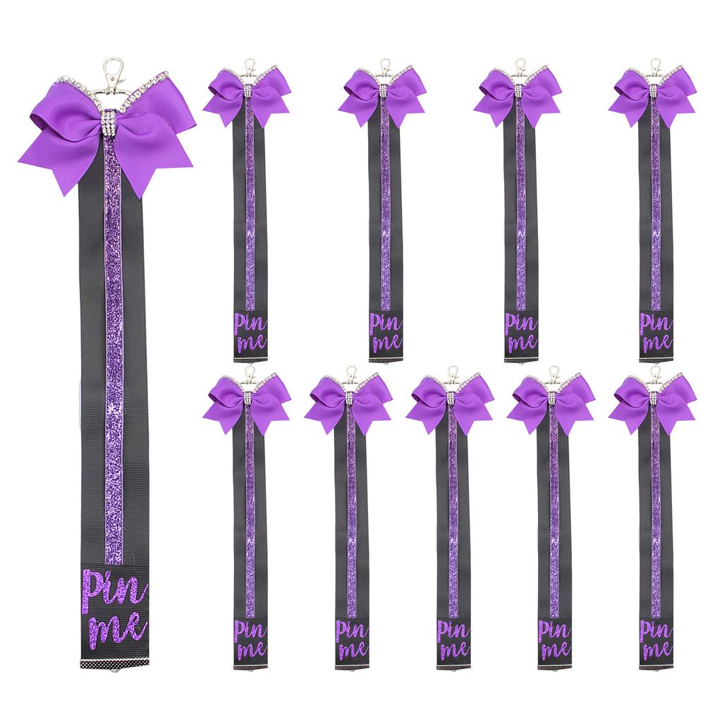 Cheerleading Competition Accessory Glittering Pin Me Ribbon Keychain for Backpacks and Goody Bags Sports Accessories