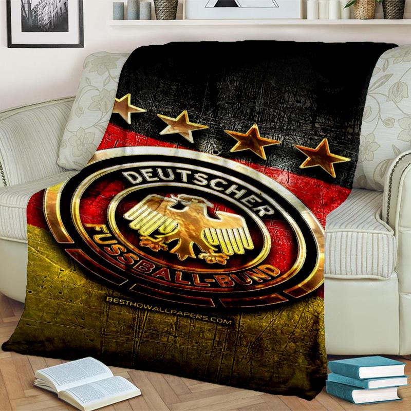 Germany Football Emblem Printed Throws Blanket Soft Flannel Blankets for Couch Bed Gifts for Men Women Picnic blanket Christmas gifts