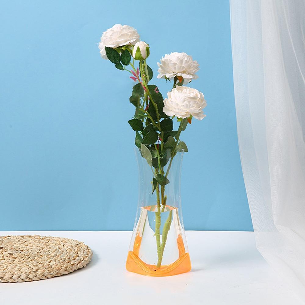 5Pcs Shatterproof Clear PVC Flower Vase Folding Plant Containers Easy To Clean Expandable Vase Room
