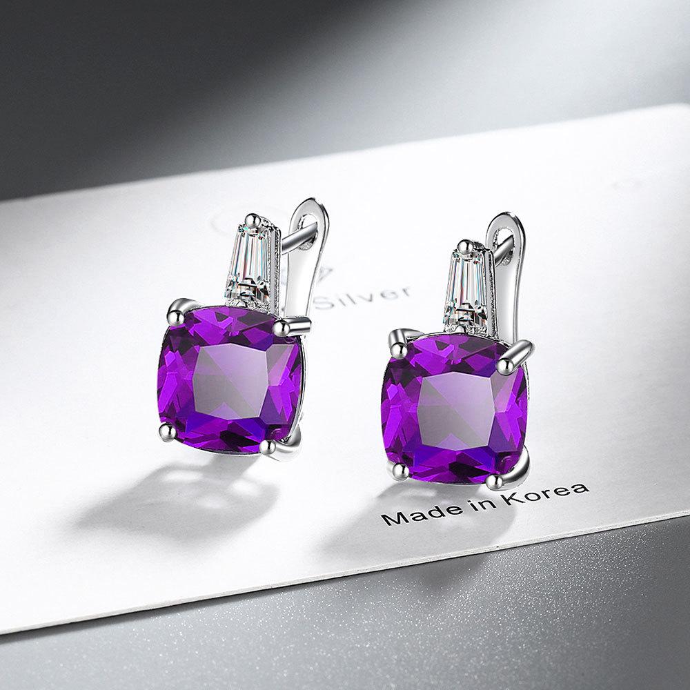 European & American Zircon Diamond Earrings with Large Stone - Trendy Zircon Ear Clips & Studs Jewelry