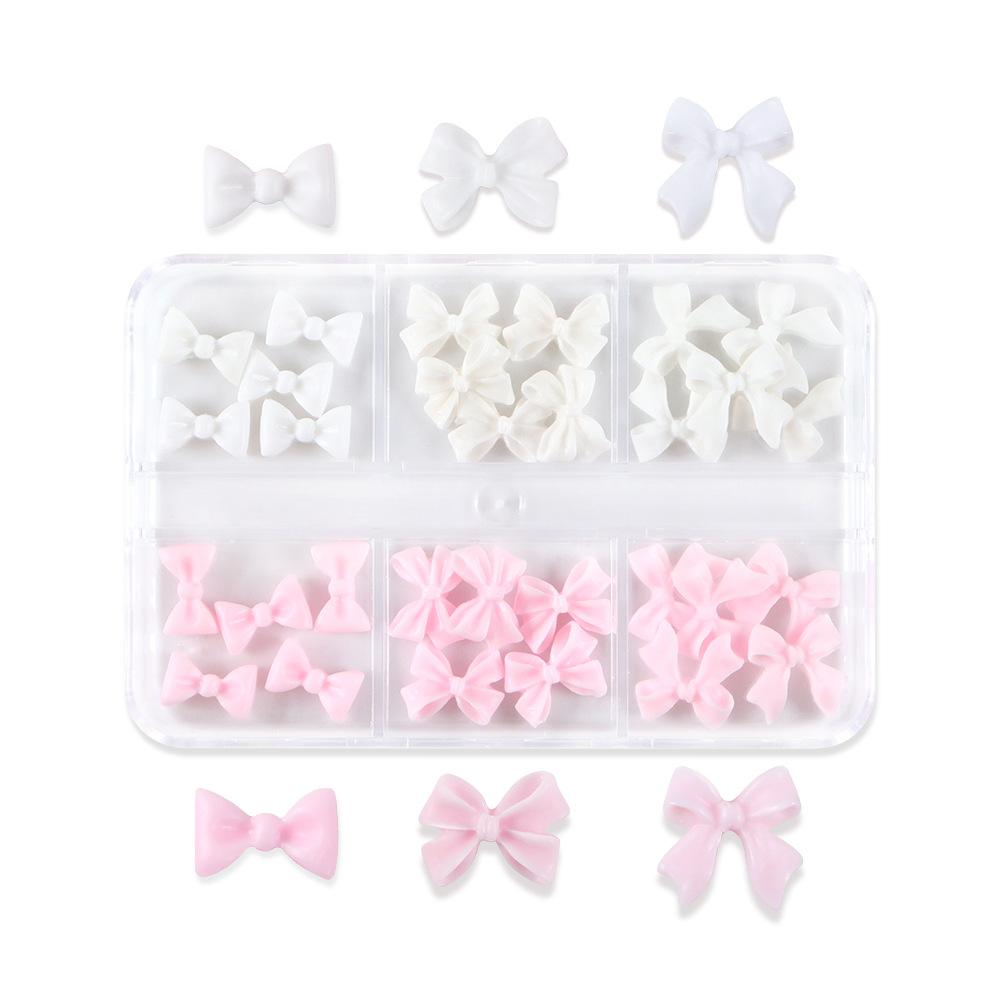 6-сетчатая коробка, лента, бант, аксессуары для ногтей, аксессуары для банта из смолы, товары для ногтей «сделай сам»