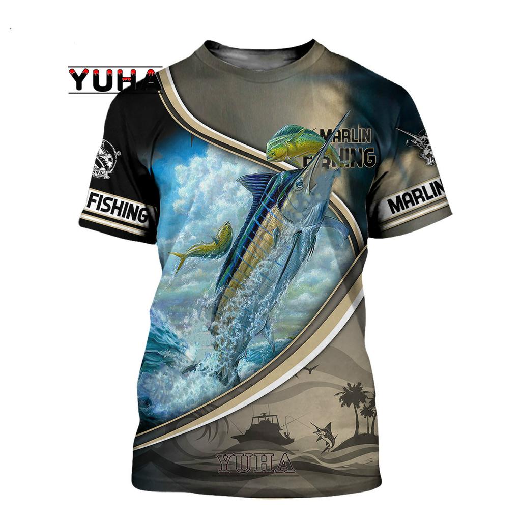 Футболка для глубоководной рыбалки, мужская и женская футболка с 3D принтом для рыбалки, современный модный дизайн, пляжная повседневная футболка с круглым вырезом