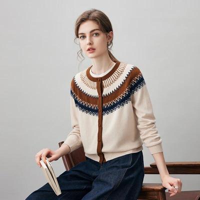 Женский кашемировый кардиган в стиле Fair Isle