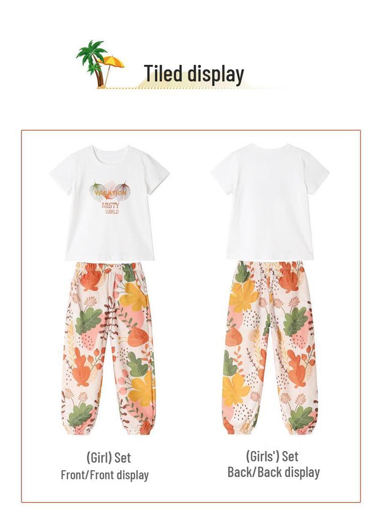 Летний наряд для родителей и детей 2025: Комплект длинных брюк для матери и сына/дочери для троих/четверых