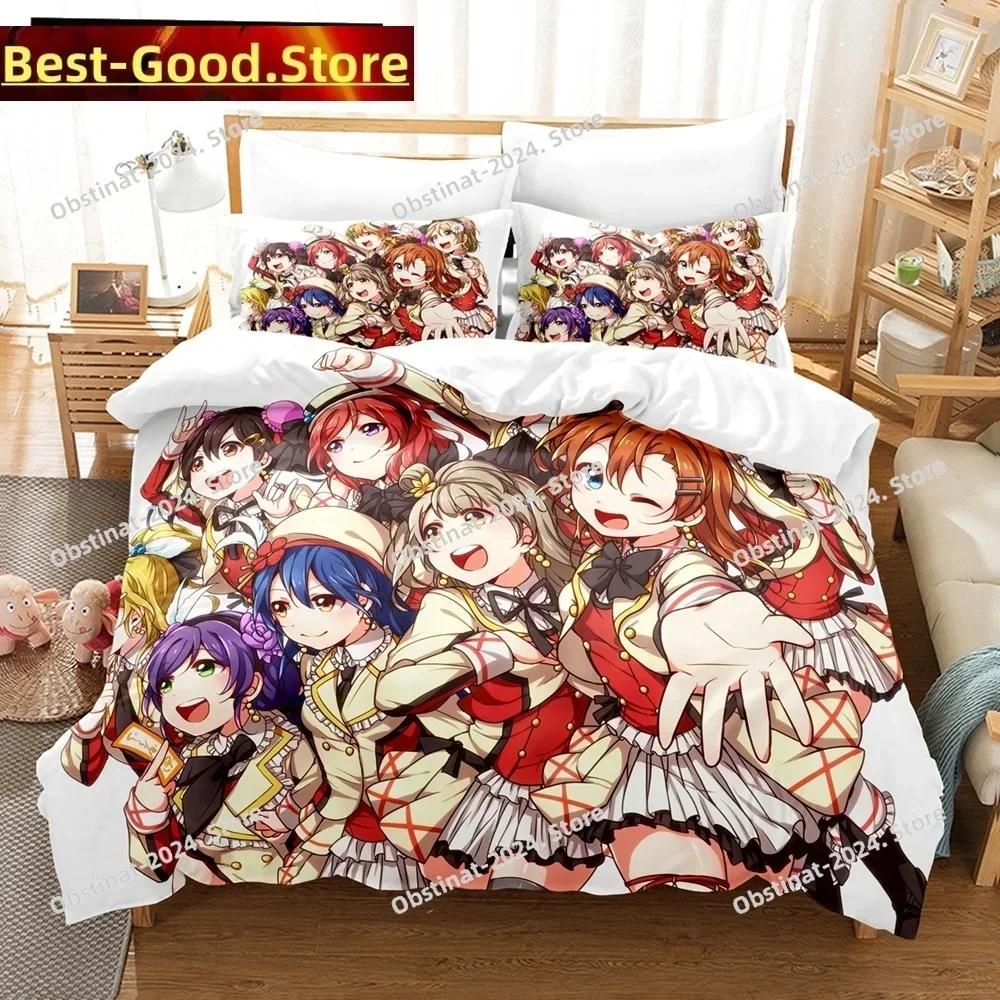 3D-мультфильмы LoveLive! Проект «Школьный идол» Комплекты постельного белья Пододеяльник с наволочкой Твин Полный комплект постельного белья Queen King Постельное белье