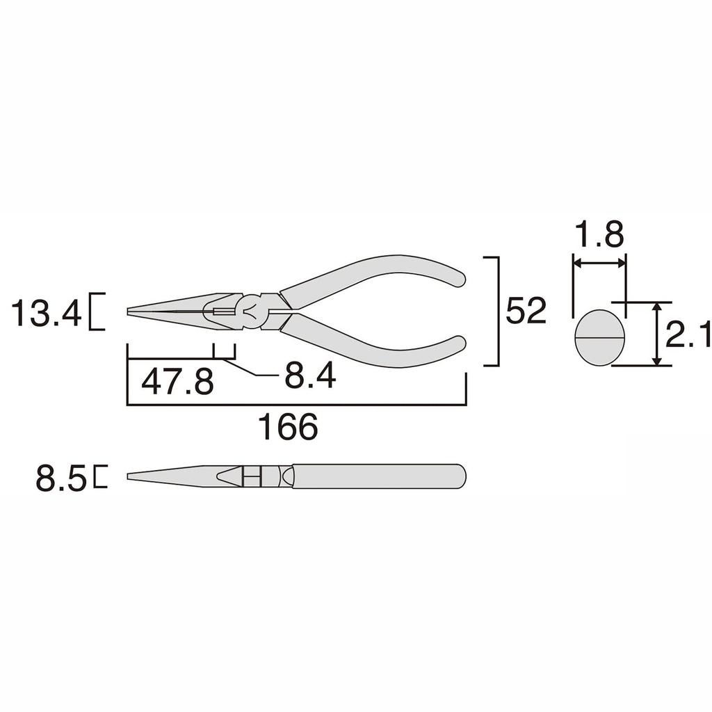 Fujiya MP6-150 Micro Radio Pliers, Tapered Design (Spring Attached), Ideal for Fine Work, 150mm