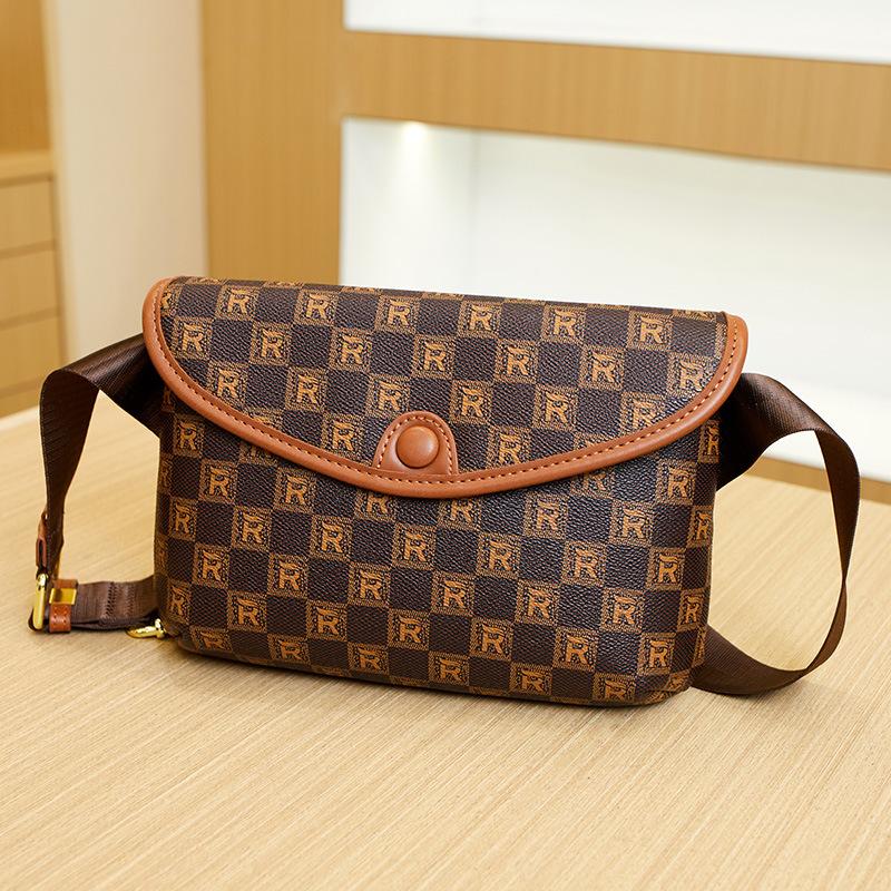 New women's handbags, high-end fashion shoulder bags, versatile wide-strap crossbody bags, chest bags, women's bags, trendy waist bags