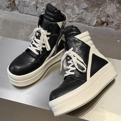 Модные повседневные ботильоны в уличном стиле, высокие кожаные туфли, модные мотоботы на толстой подошве, нескользящие уличные боты на толстой подошве