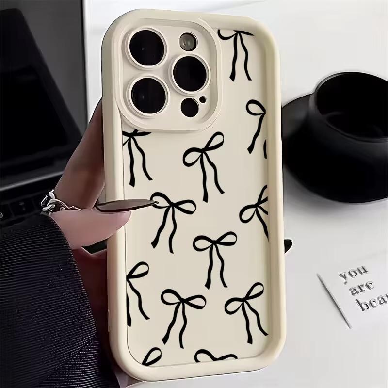 Милый Чехол Для Телефона С Узором Черного Банта Для Xiaomi Mi Poco X6Pro X6 X7 X5 Pro Mi Poco F7 F6 F5 Pro Мягкий Силиконовый Чехол