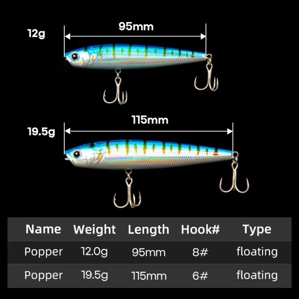 Streamline Design Floating Popper Lure Laser Coating Bass Fishing Lure  Stream Fishing