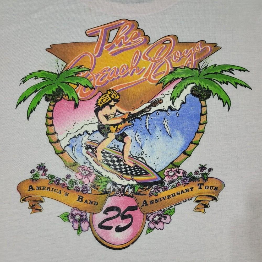 Винтажная футболка 80-х The Beach Boys 25-й Юбилей одна сторона S-234XL Подарок D2041 Унисекс Футболка