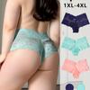 Женские однотонные сексуальные и элегантные кружевные трусики больших размеров с прозрачным сетчатым кружевом, красиво соблазнительные, легкие