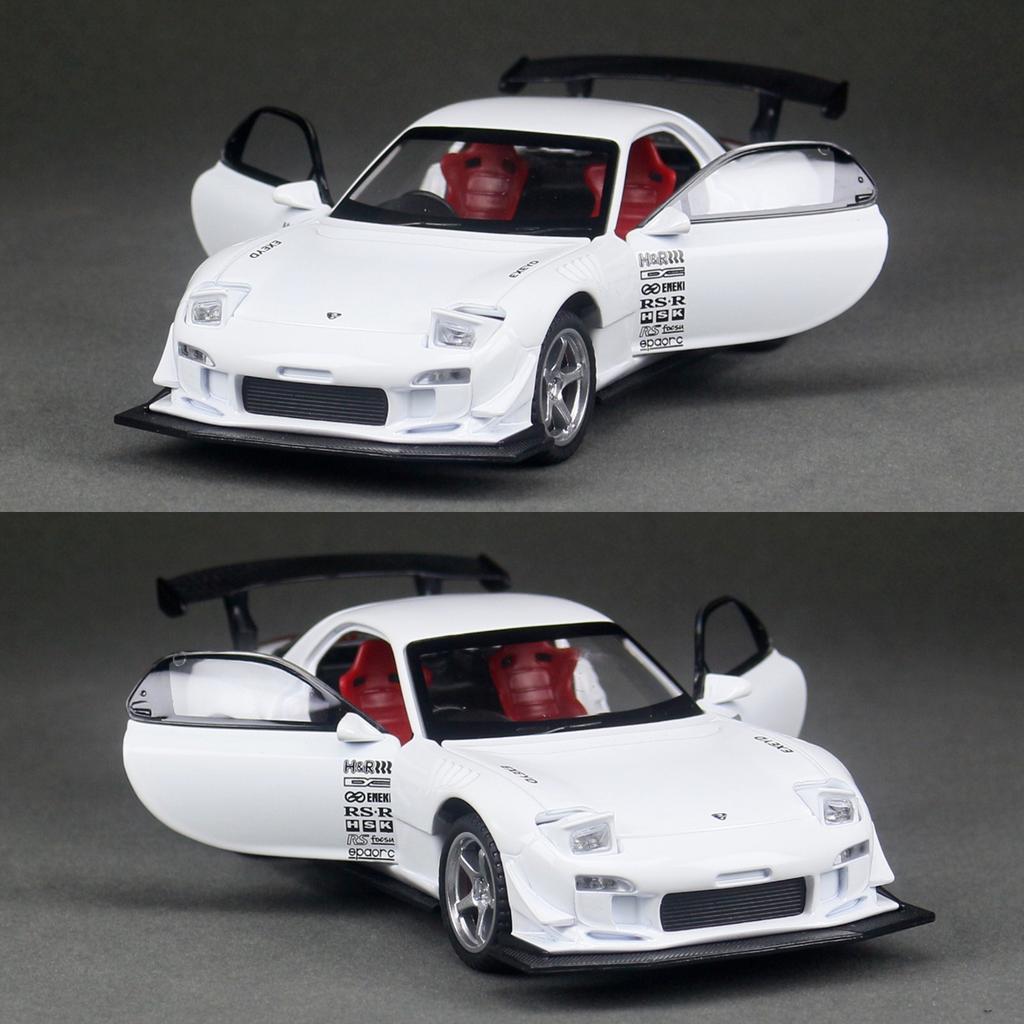 1/32 Mazda RX-7 FD3S Гоночная Миниатюрная Металлическая Модель Игрушечного Автомобиля Звук и Свет Двери Открываются Коллекция Подарок для Детей Мальчика Ребенка
