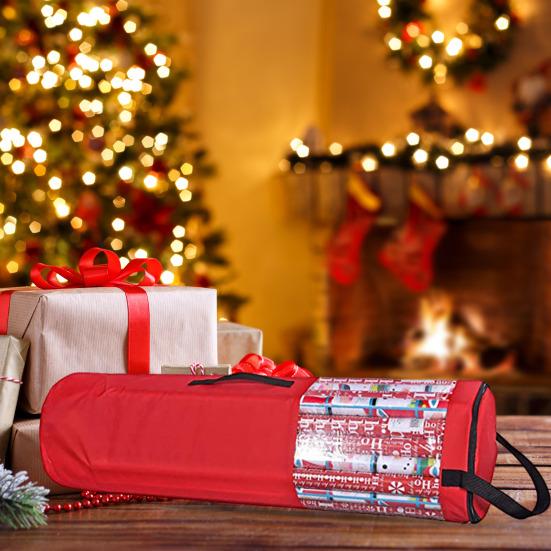 Органайзер для хранения подарочной упаковочной бумаги с ручкой и застежкой-молнией. Большой вместительный водонепроницаемый портативный держатель для упаковочной бумаги.