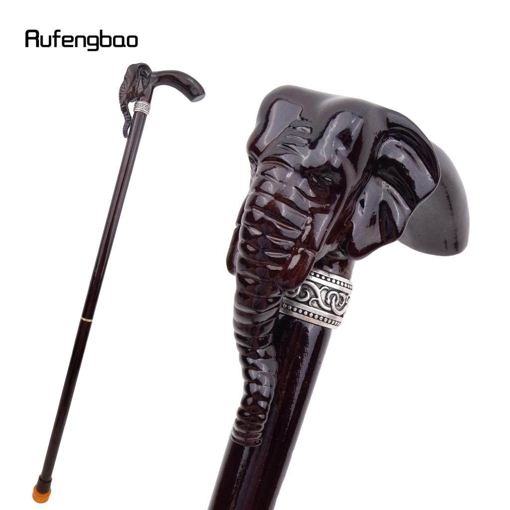 Elephant Brown Wooden Fashion Walking Stick Decorative Vampire Cospaly Party Wood Walking Cane Halloween Mace Wand Crosier 90cm