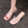 Crystal Slippers Women's Summer Fashion Outer Wear 2025 New Ins Non-slip Going Out High-heeled Transparent Cool Slippers
