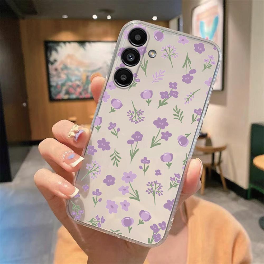 Романтичный Цветочный Прозрачный Чехол с Кружевным Узором для Samsung Galaxy A54 A56 A16 A17 A37 A57 A06 A07 A13 A14 M54 Прозрачный Чехол