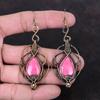 Серьги из тулита, серьги из медной проволоки, элегантные серьги, медные украшения, серьги ручной работы из натурального драгоценного камня, ювелирные изделия из проволочной обмотки для подарка