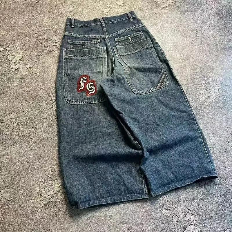 Street Wear American Retro Cleanfit Fashion Print Baggy Jeans Y2K Popular Casual Joker Gothic High Waist Wide-Leg Pants