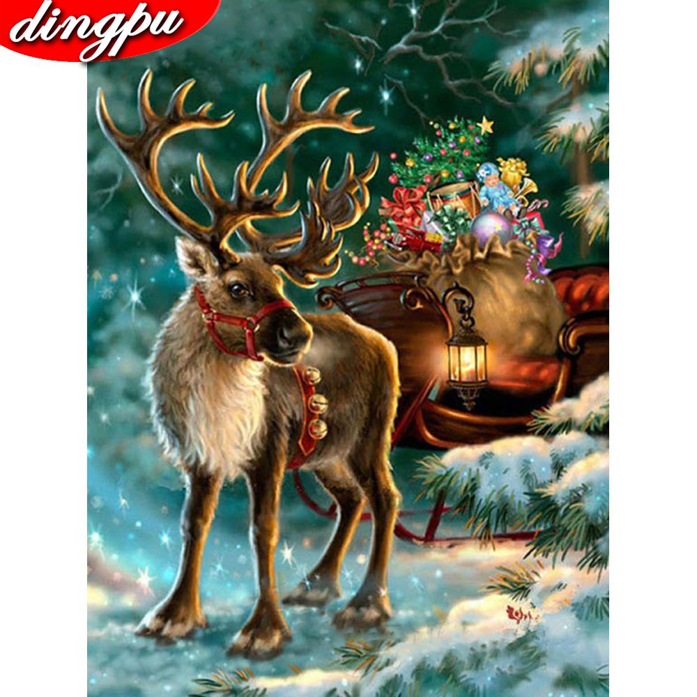 Алмазная вышивка Животные Лось Квадратная дрель Полный набор Алмазная картина Рождественская вышивка крестом