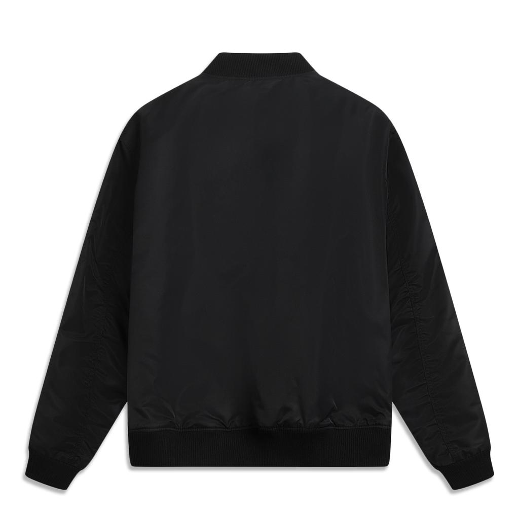 Li Ning Серия спортивного образа жизни Фан-стиль Американский ретро Повседневная мода Универсальная куртка-бомбер спортивная для пары на молнии с буквенным принтом Хлопковая куртка AJMV295-1