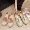 Модные парусиновые туфли в радужную полоску, женские, на толстой подошве, слипоны, эспадрильи, кроссовки, женские, матросский стиль, отпускные льняные лоферы