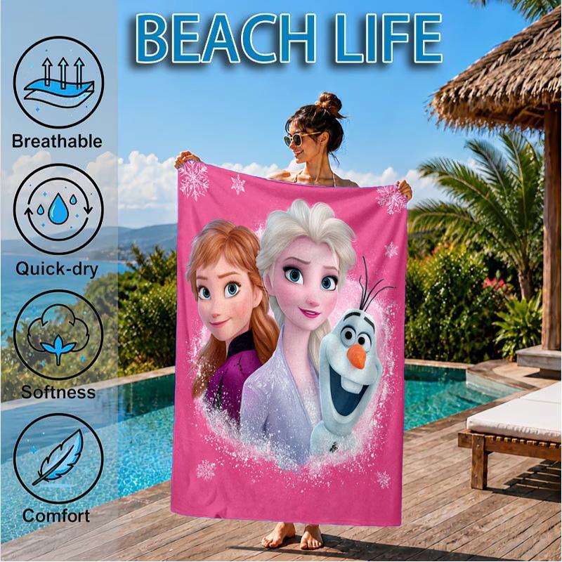 Ice Queen Artwork Printed Microfiber Beach Towel, Soft And Absorbent, Quick-Dry, Ideal for Summer Travel, Beach Essential, Swimming Pool